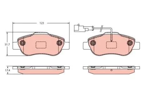 Комплект гальмівних колодок передн, FORD KA 1.3D 10.08-05.16 TRW GDB2415