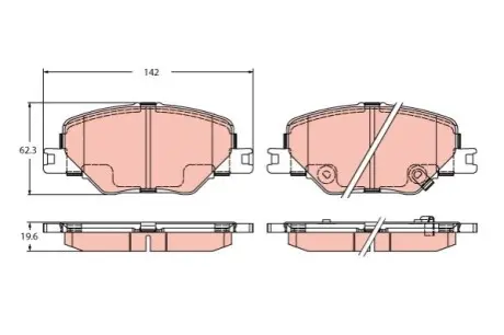Комплект тормозных колодок передн, OPEL INSIGNIA B, INSIGNIA B COUNTRY, INSIGNIA B GRAND SPORT 1.5-2.0D 03.17 TRW GDB2424