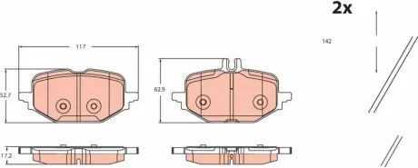 Комплект гальмівних колодок задн, MERCEDES C ALL-TERRAIN (S206), C T-MODEL (S206), C (W206), CLE (C236), E T-MODEL (S214), E (W214) 1.5H/2.0DH/2.0H 03.21 TRW GDB2471