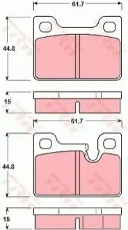 Комплект гальмівних колодок задн, BMW 3 (E21) 1.8/2.0/2.3 06.75-10.82 TRW GDB247