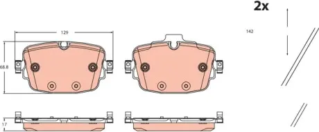 Комплект гальмівних колодок задн ((EN) only with steel brake discs), AUDI A6 ALLROAD C8, A6 C8, A7, A8 D5, Q7, Q8 2.0-4.0H 01.15 TRW GDB2506