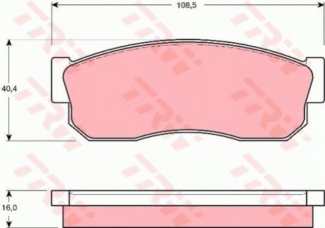 Гальмівні колодки, дискове гальмо (набір) - (4106012A25, 4106013A25, 4106013A90) TRW GDB288 (фото 1)