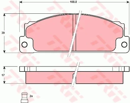 Комплект гальмівних колодок передн, FIAT 127, 131, 132, CAMPAGNOLA, RITMO, X 1/9 FSO 125P, POLONEZ III LANCIA BETA SEAT 131, RITMO 0.9-2.5D 10.67-03.02 TRW GDB296