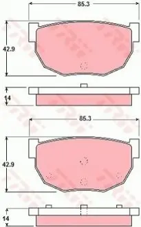 Комплект гальмівних колодок задн, NISSAN 280ZX,ZXT, 300ZX, BLUEBIRD, CABSTAR, MAXIMA III, SILVIA, SKYLINE, URVAN 1.6-3.0 10.78 TRW GDB306