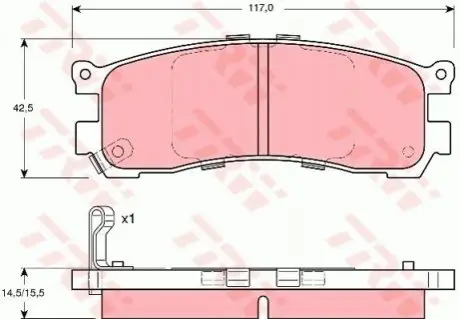 Комплект гальмівних колодок задн, MAZDA 929 IV, 929 V, E, MPV I 2.0/2.5D/3.0 11.88 TRW GDB3179