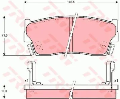 Комплект гальмівних колодок передн, SUZUKI GRAND VITARA I, SAMURAI, VITARA, X-90 1.6-2.0D 07.88-12.04 TRW GDB3183