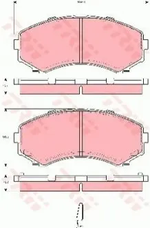 Комплект гальмівних колодок передн, MAZDA E MITSUBISHI PAJERO IV 2.0/2.2D/3.2D 06.94 TRW GDB3254