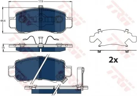 Комплект гальмівних колодок передн (для гібридних авто), HONDA INSIGHT 1.0H/1.3H 04.00-12.13 TRW GDB3376BTE
