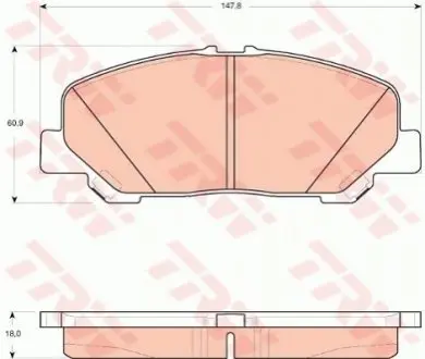 Комплект гальмівних колодок передн, TOYOTA ALPHARD / VELLFIRE, PREVIA III 2.4/2.4H/3.5 10.05 TRW GDB3455