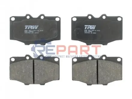 Комплект гальмівних колодок передн, TOYOTA 4 RUNNER I, COROLLA, HILUX III, HILUX IV, LAND CRUISER 1.4-4.2 03.69-09.99 TRW GDB352