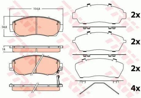 Комплект гальмівних колодок передн, HONDA CROSSTOUR I, CR-V IV, CR-V V, ODYSSEY 1.5-3.5 09.05 TRW GDB3581 Купити в Україні