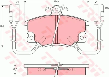 Комплект тормозных колодок передн, FIAT PUNTO LANCIA BETA, DELTA I, PRISMA 1.2-2.0 07.77-09.99 TRW GDB457