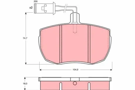 Комплект гальмівних колодок передн, IVECO DAILY I, DAILY II 2.4D/2.5D 01.78-08.98 TRW GDB779