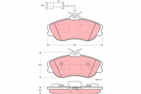 Комплект гальмівних колодок передн, AUDI 100 C3, 200 C3, 80 B4, QUATTRO PORSCHE 959 2.1-2.8 07.80-05.95 TRW GDB816