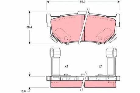 Комплект тормозных колодок задн, HONDA ACCORD II, PRELUDE III SUZUKI SWIFT I, SWIFT II 1.3/1.6/2.0 09.83-05.01 TRW GDB884