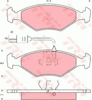 Комплект гальмівних колодок передн, FIAT DUNA, ELBA, PENNY 1.1-1.7D 01.86-10.97 TRW GDB960