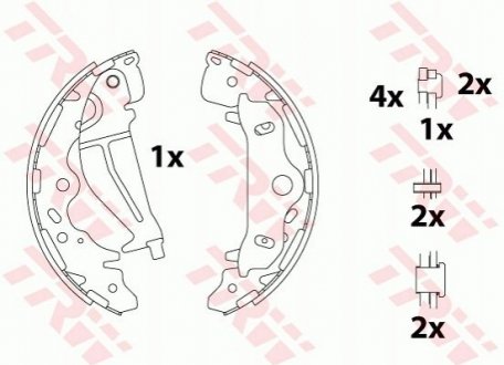 SZCZĘKI HAMULC. KIA CARNIVAL II 01-06 Комплект гальмівних колодок TRW GS8820 (фото 1)