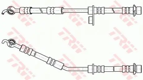 Гальмівний шланг гнучкий передн Лів (довжина 260мм/195мм, M10x1/Banjo) DAIHATSU CHARADE VIII TOYOTA YARIS 1.0-1.4D 08.05 TRW PHD1055
