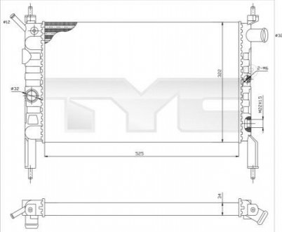 Радиатор, охлаждение двигателя TYC 7250018