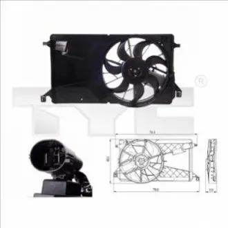Вентилятор радіатора (з корпусом) FORD C-MAX, FOCUS C-MAX, FOCUS II MAZDA 3 1.6-2.0LPG 10.03-09.12 TYC 8200001