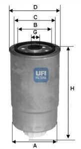 Фильтр топлива - (190639, 190640, 1906E0) UFI 2438300