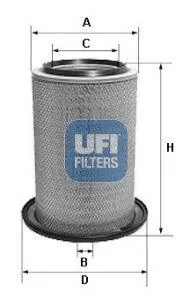 Фільтр повітряний 265x104x63 CASE IH 50 KOBELCO K903B KOMATSU FD15, FD18 KUBOTA B 2150, B 9200, R 310, R 310 B, R 310 H, ST 30 SCHAEFFER 221, 222 TAKEUCHI TB45 TCM FD 15, FD 18 Z17 UFI 2760900