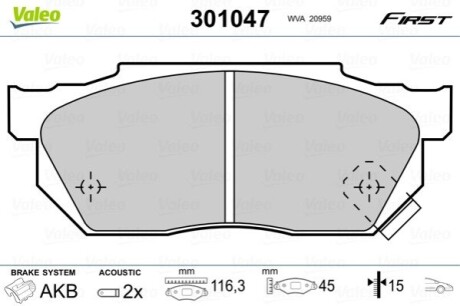 Тормозные колодки HONDA P. CIVIC 83-91 Valeo 301047 (фото 1)