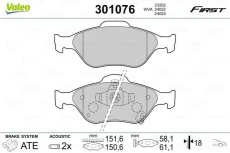 Автозапчасть Valeo 301076
