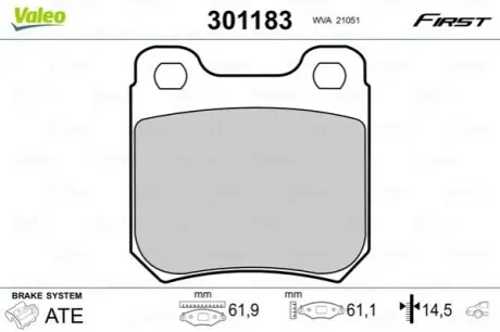 Тормозные колодки OPEL T. OMEGA/VECTRA 86-03 Valeo 301183