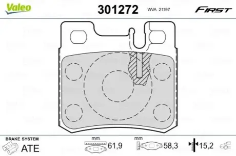 Тормозные колодки DB T. W124/W202/W210 93-01 Valeo 301272