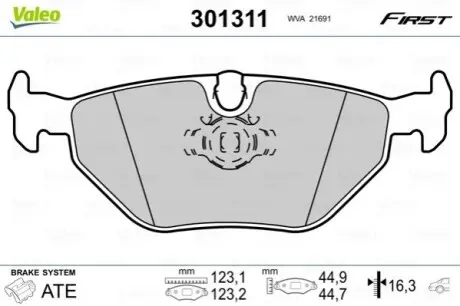 Колодки гальмівні (задні) BMW 5 (E39) 95 Valeo 301311
