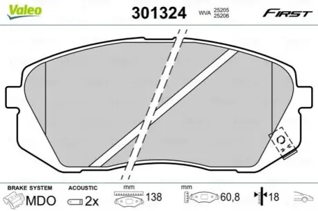 Комплект гальмівних колодок (передніх) Hyundai i40/ix35/Kia Sportage 10 Valeo 301324