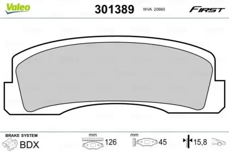 Тормозные колодки, дисковый тормоз.) Valeo 301389