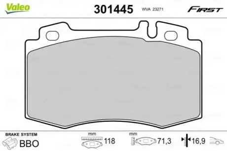 Колодки гальмівні DB P. W163/W220 280-600 Valeo 301445