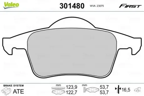 Тормозные колодки VOLVO T. S60/S70/S80/V70/XC70 98-10 Valeo 301480