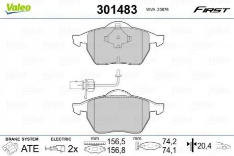 Тормозные колодки AUDI P. A4/A6 95-05 Valeo 301483 (фото 1)