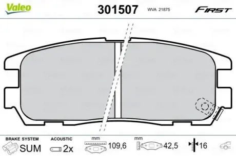 Тормозные колодки OPEL T. FRONTERA A/B 92- Valeo 301507