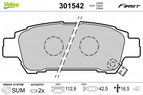 Гальмівні колодки (набір) Valeo 301542