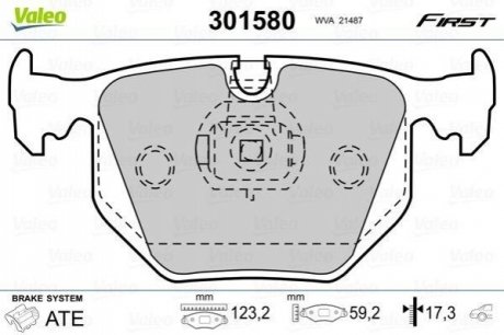 Колодки гальмівні BMW T. E46/E38/E83 99- Valeo 301580 (фото 1)