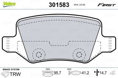 Тормозные колодки DB T. W168/W169/W245/VANEO 97-11 Valeo 301583 (фото 1)