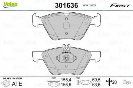 Тормозные колодки DB P. W210/W211 96-09 Valeo 301636