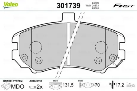 Тормозные колодки.) Valeo 301739