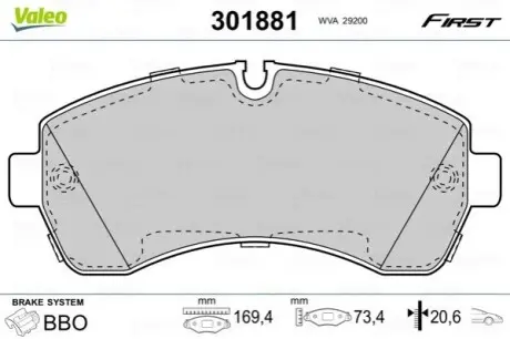 Тормозные колодки DB P. SPRINTER 06- Valeo 301881