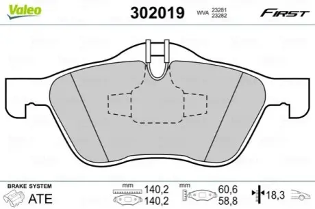 Тормозные колодки дисковые FIRST MINI Valeo 302019