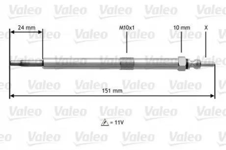 Свічка розжарювання Renault Master/Trafic 2.2-2.5dCi Valeo 345120
