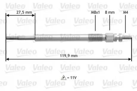 Свічка розжарювання Citroen Berlingo/Peugeot Partner 1.6HDI 05 Valeo 345123