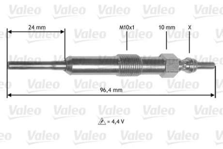VALEO RENAULT свічка розжарювання Kangoo 1.5dCi 09-,Dacia Logan 1.5dCi 10-,Nissan Valeo 345171