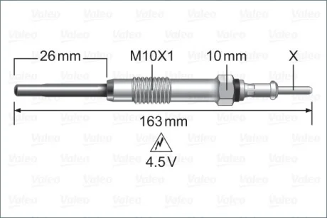 VALEO NISSAN Свічка розжарювання 4.6V Navara,Pathfinder,Qashqai,X-Trail,Opel Vivaro,Renault Trafic II,Master III 1.6/2.5dCi 06 Valeo 345235 Купити в Україні
