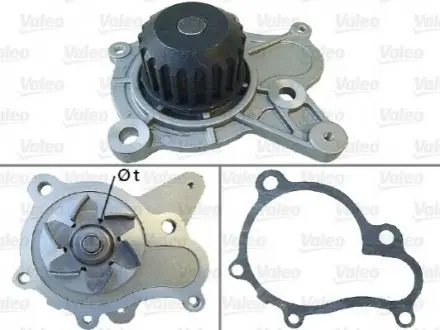 Помпа води Hyundai Accent/Elantra/Santa Fe/Tucson/Kia Sportage 1.5/2.0CRDI 01-08 (20z) (R/B) (6 лоп) Valeo 506814