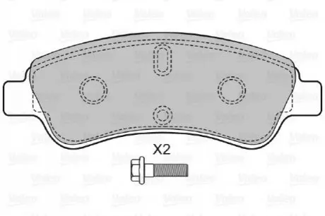 Комплект гальмівних колодок (передніх) Citroen C2/C4 04-/C3 09-/Berlingo/Peugeot 206/307 96-/207 06-/208 12 Valeo 598464